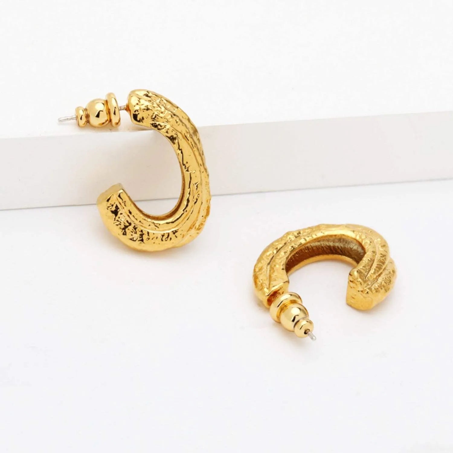 Gold-Plated C-Hoop Earrings Earrings - Tophatter Daily Deals