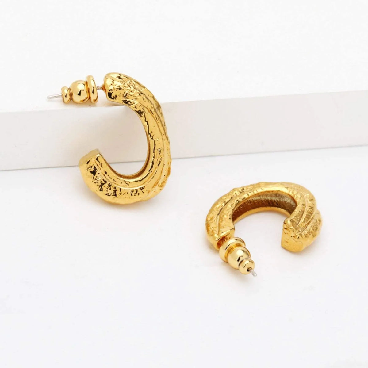 Gold-Plated C-Hoop Earrings Earrings - Tophatter Daily Deals