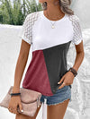 Color Block Raglan Sleeve Round Neck Tee Wine Women's T-Shirts - Tophatter Daily Deals