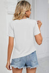 Ruched Round Neck Short Sleeve T-Shirt Women's T-Shirts - Tophatter Daily Deals