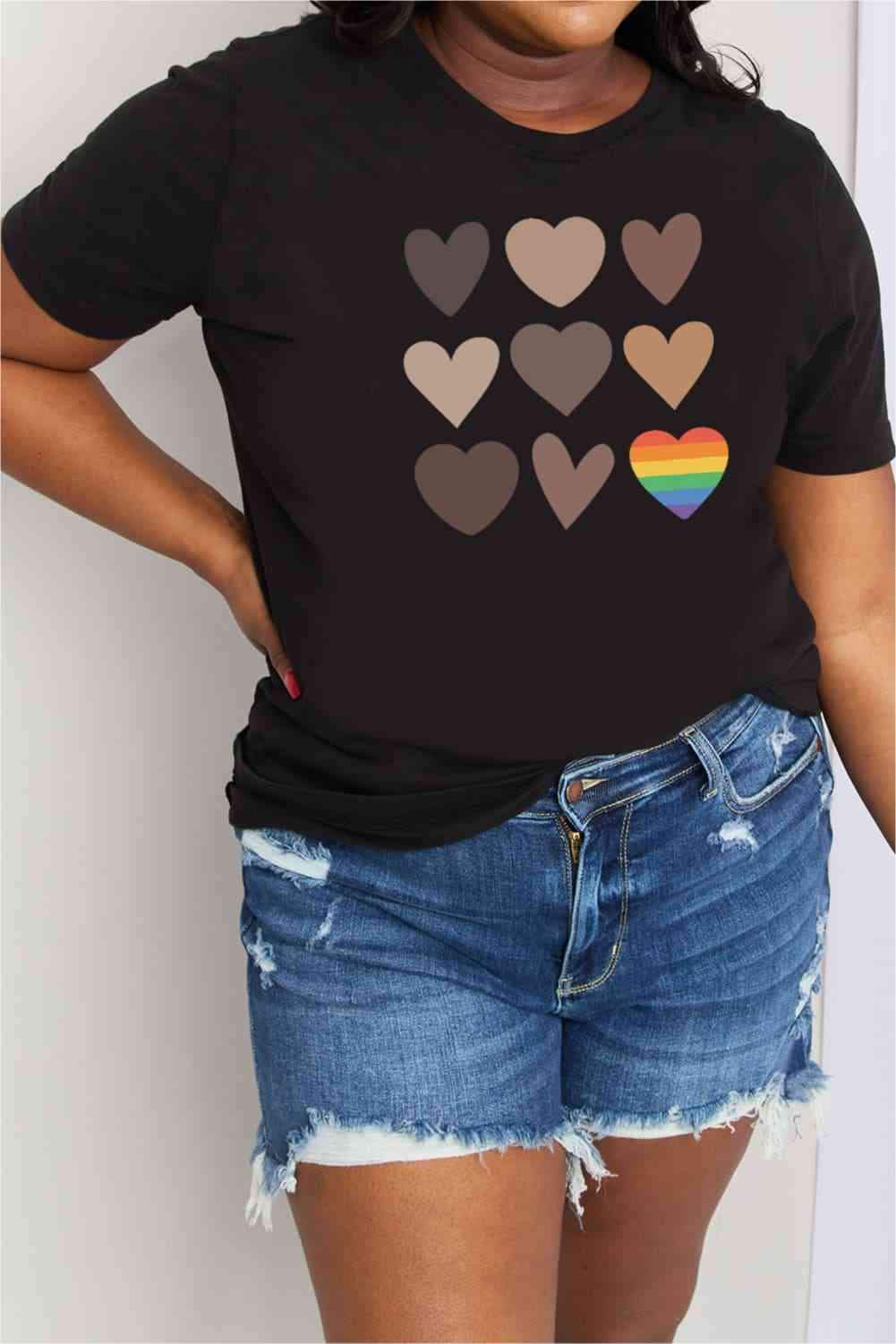 Simply Love Simply Love Full Size Heart Graphic Cotton Tee Black Women's T-Shirts - Tophatter Daily Deals