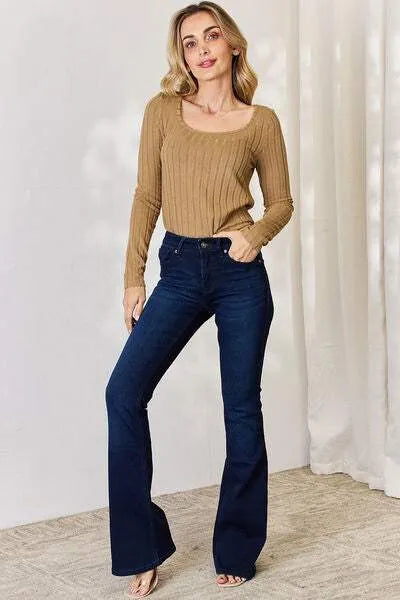 Basic Bae Full Size Ribbed Long Sleeve T-Shirt Women's T-Shirts - Tophatter Daily Deals