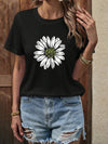 Sunflower Graphic Round Neck T-Shirt Women's T-Shirts - Tophatter Daily Deals