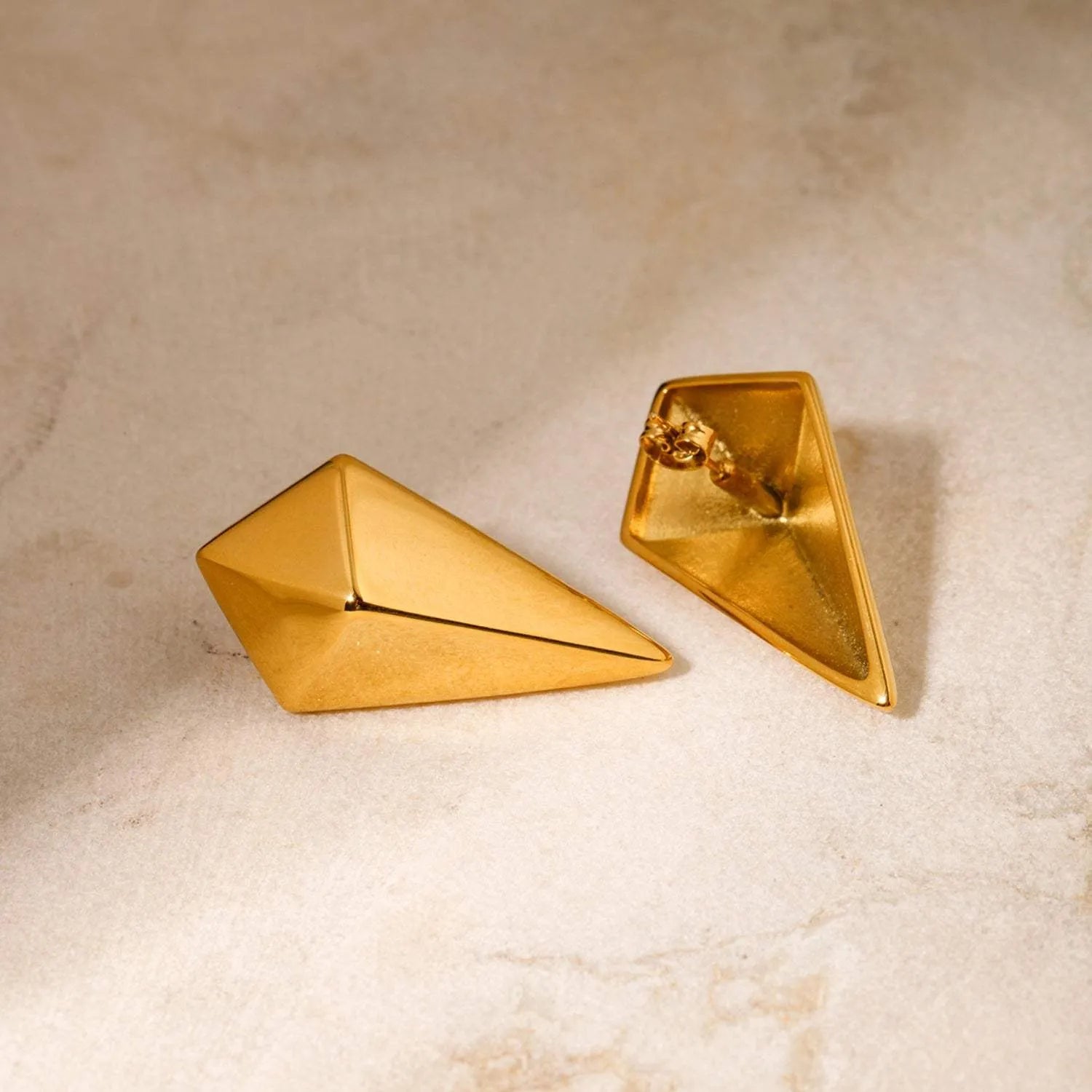 Stainless Steel 18K Gold-Plated Geometric Earrings Earrings - Tophatter Daily Deals