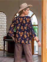 Floral V-Neck Crochet Blouse Blouses - Tophatter Daily Deals