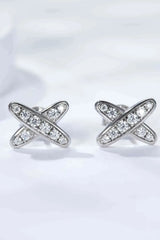 925 Sterling Silver X-Shape Moissanite Earrings Moissanite - Tophatter Daily Deals