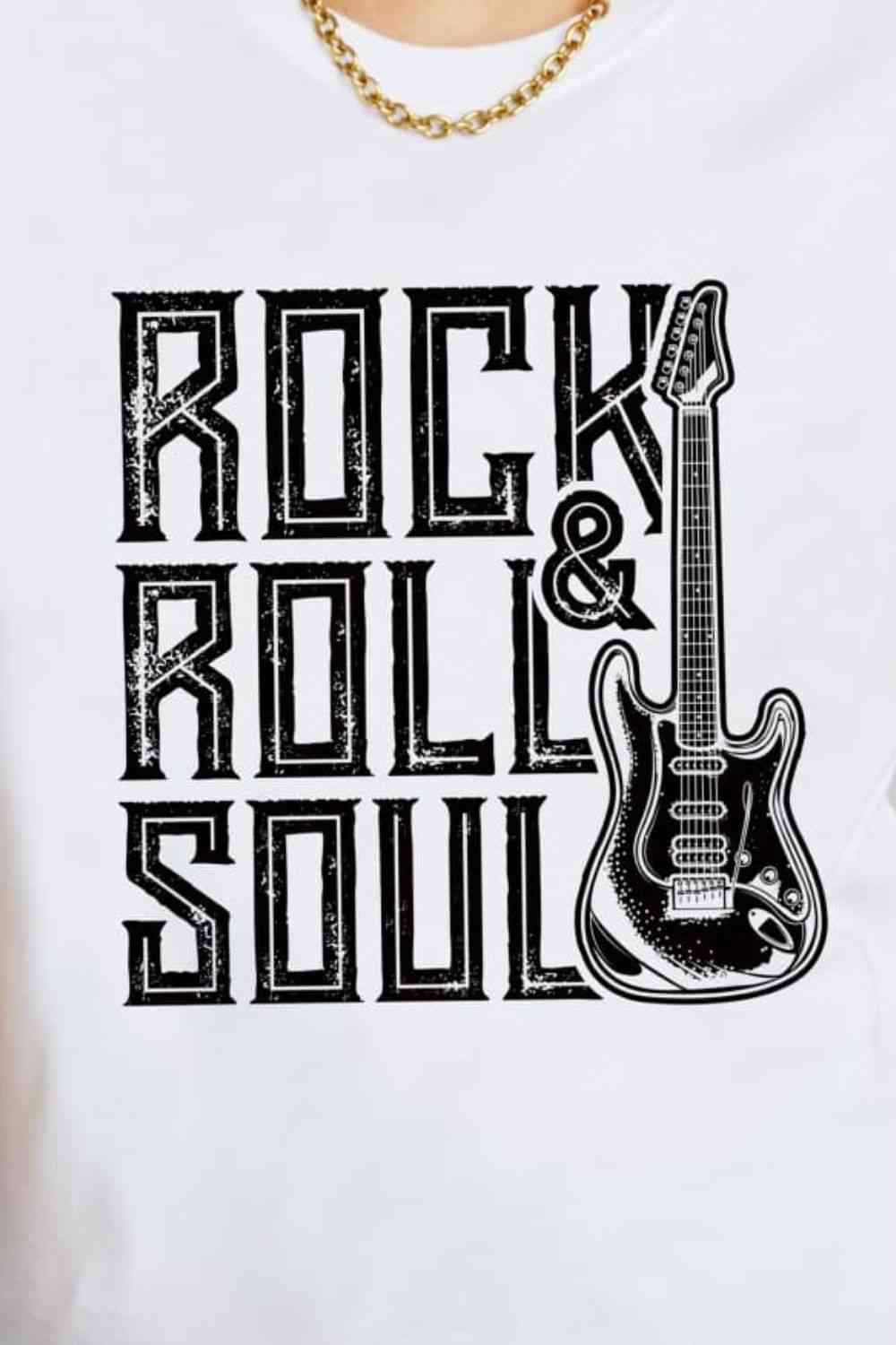 Simply Love Full Size ROCK & ROLL SOUL Graphic Cotton T-Shirt Women's T-Shirts - Tophatter Daily Deals