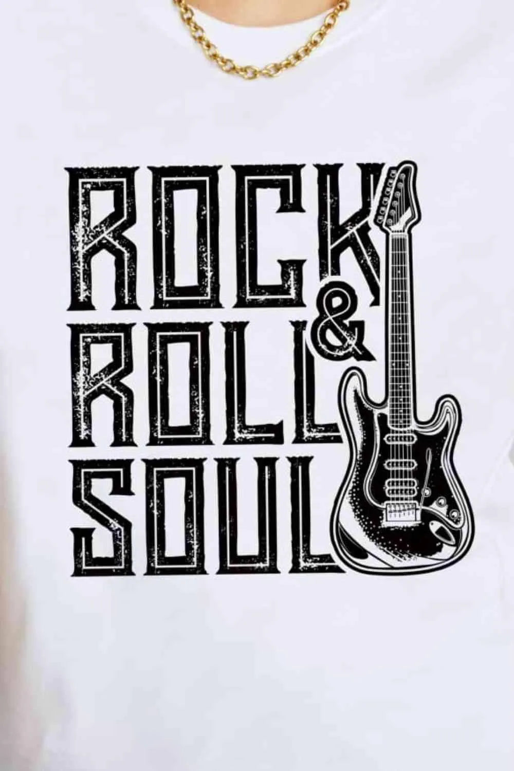 Simply Love Full Size ROCK & ROLL SOUL Graphic Cotton T-Shirt Women's T-Shirts - Tophatter Daily Deals