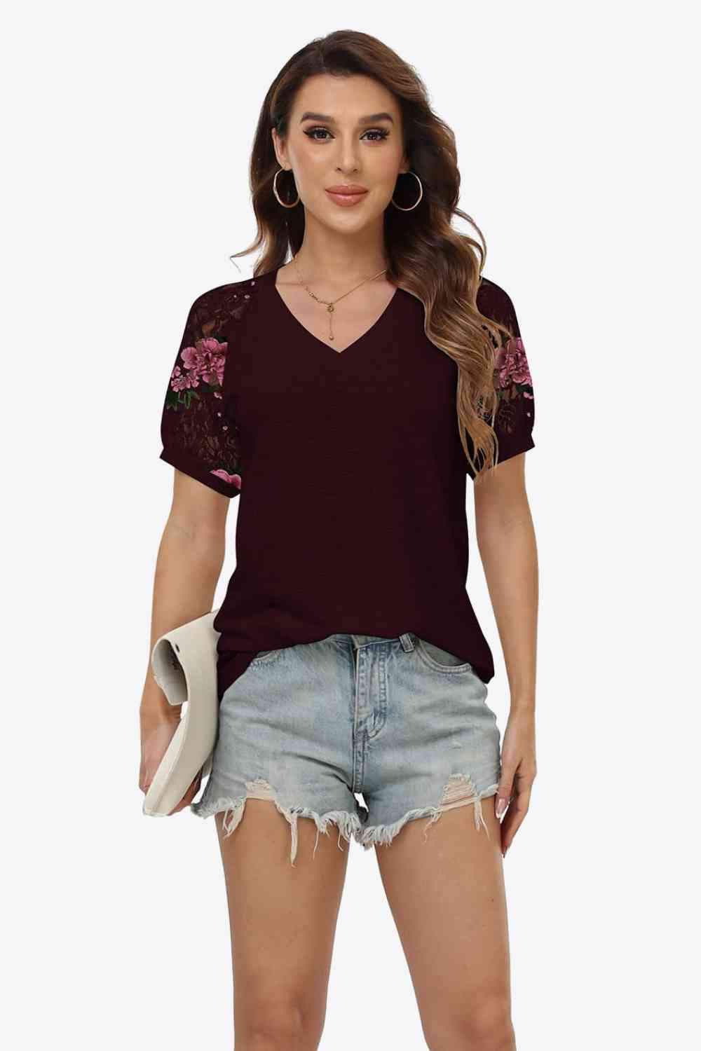 Short Sleeve V-Neck Tee Women's T-Shirts - Tophatter Daily Deals