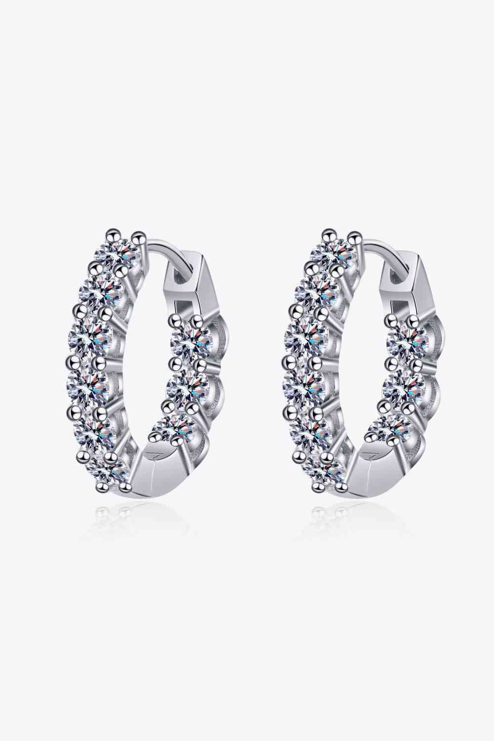 1.8 Carat Moissanite Hoop Earrings Silver One Size Moissanite - Tophatter Daily Deals