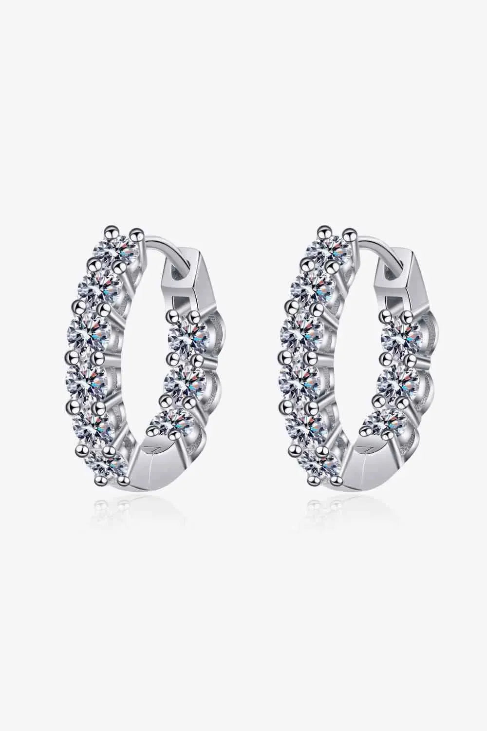 1.8 Carat Moissanite Hoop Earrings Silver One Size Moissanite - Tophatter Daily Deals