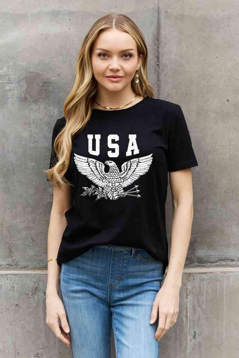 Simply Love Simply Love USA Eagle Graphic Cotton Tee Women's T-Shirts - Tophatter Daily Deals