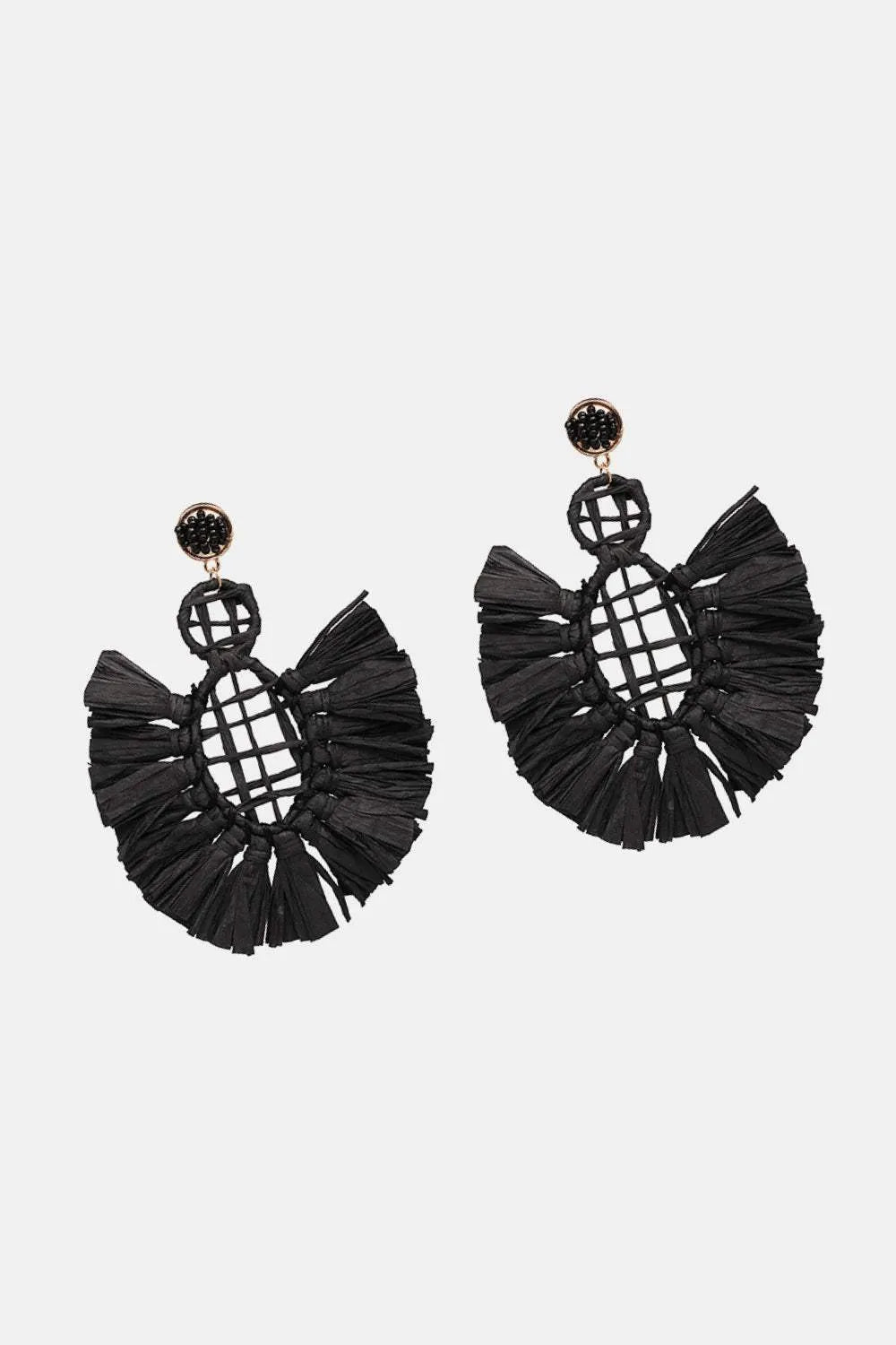 Raffia Grass Tassel Detail Dangle Earrings Earrings - Tophatter Daily Deals
