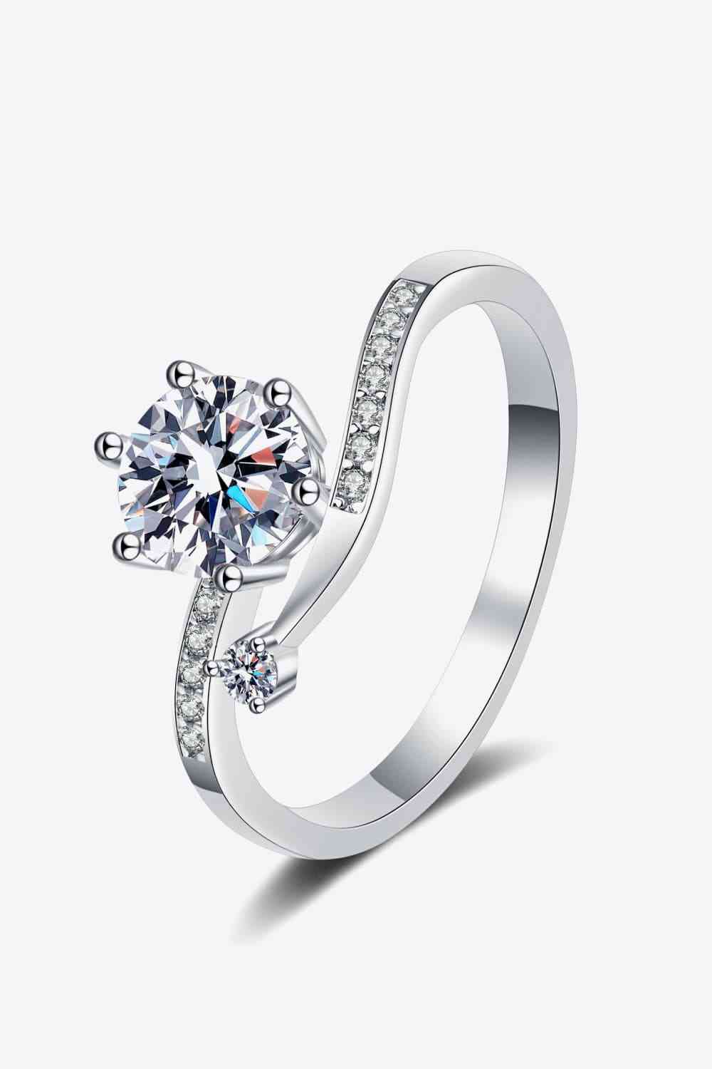 1 Carat Moissanite 925 Sterling Silver Bypass Ring Silver Moissanite - Tophatter Daily Deals