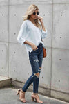 V-Neck Roll-Tab Sleeve Blouse Blouses - Tophatter Daily Deals