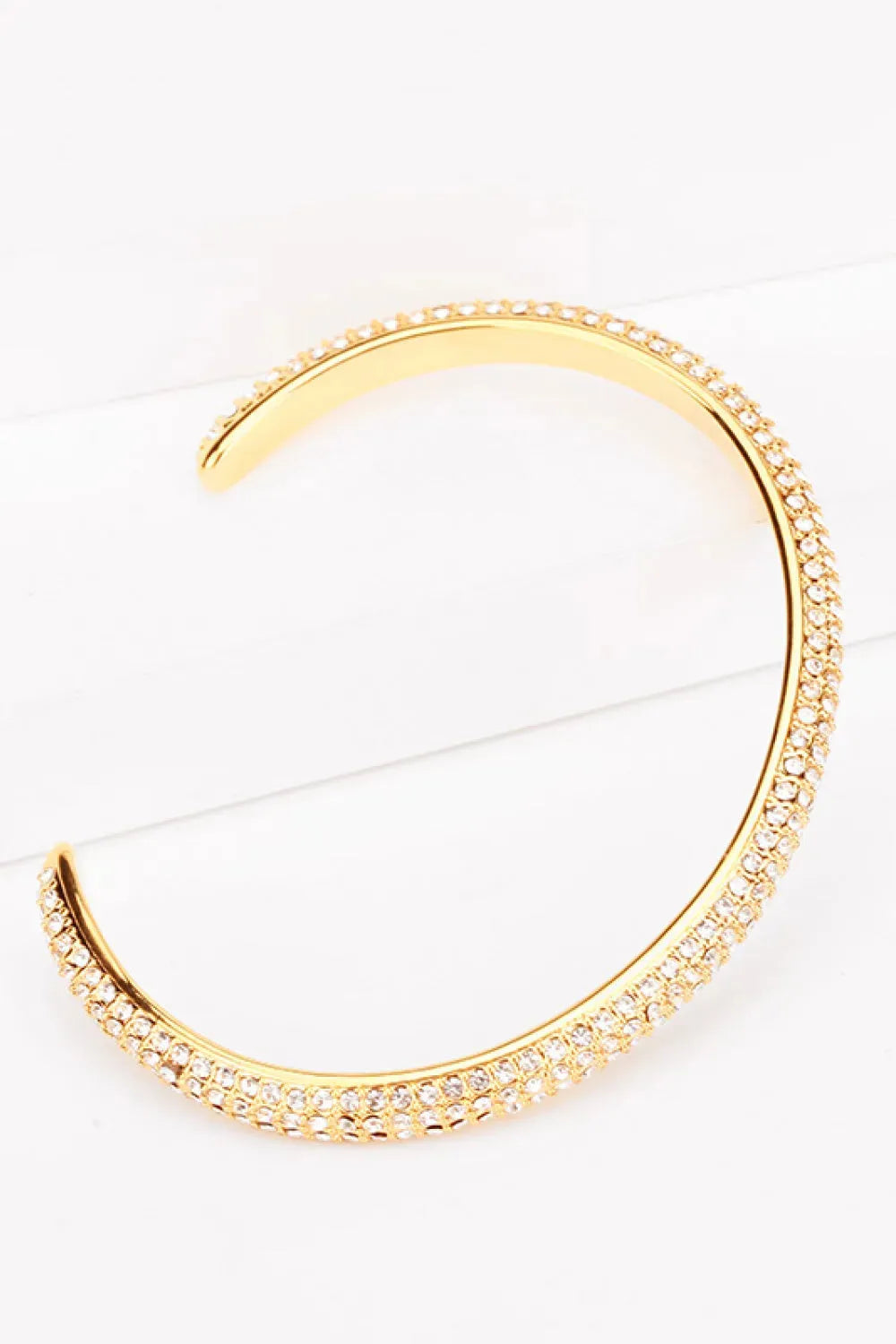 18K Gold-Plated Rhinestone Open Bracelet Bracelets - Tophatter Daily Deals