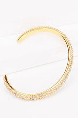 18K Gold-Plated Rhinestone Open Bracelet Bracelets - Tophatter Daily Deals