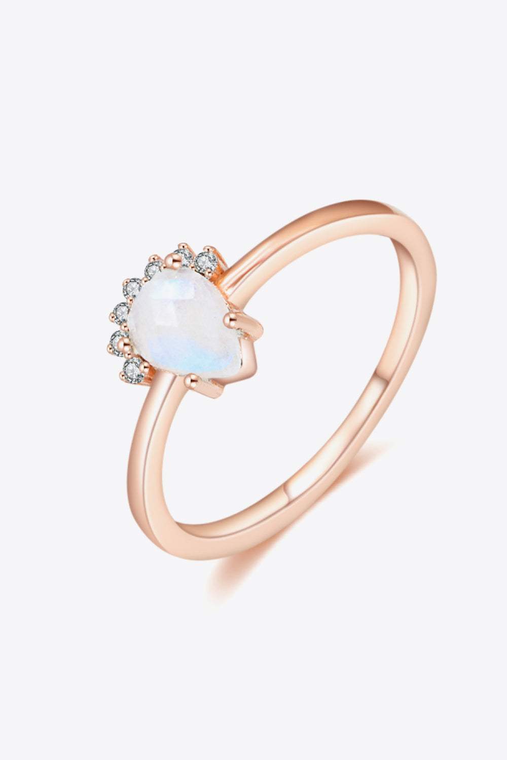 18K Rose Gold-Plated Pear Shape Natural Moonstone Ring Moonstone - Tophatter Daily Deals