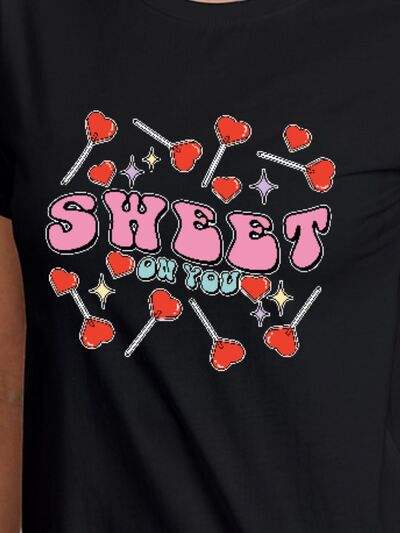 SWEET ON YOU Round Neck Short Sleeve T-Shirt Women's T-Shirts - Tophatter Daily Deals