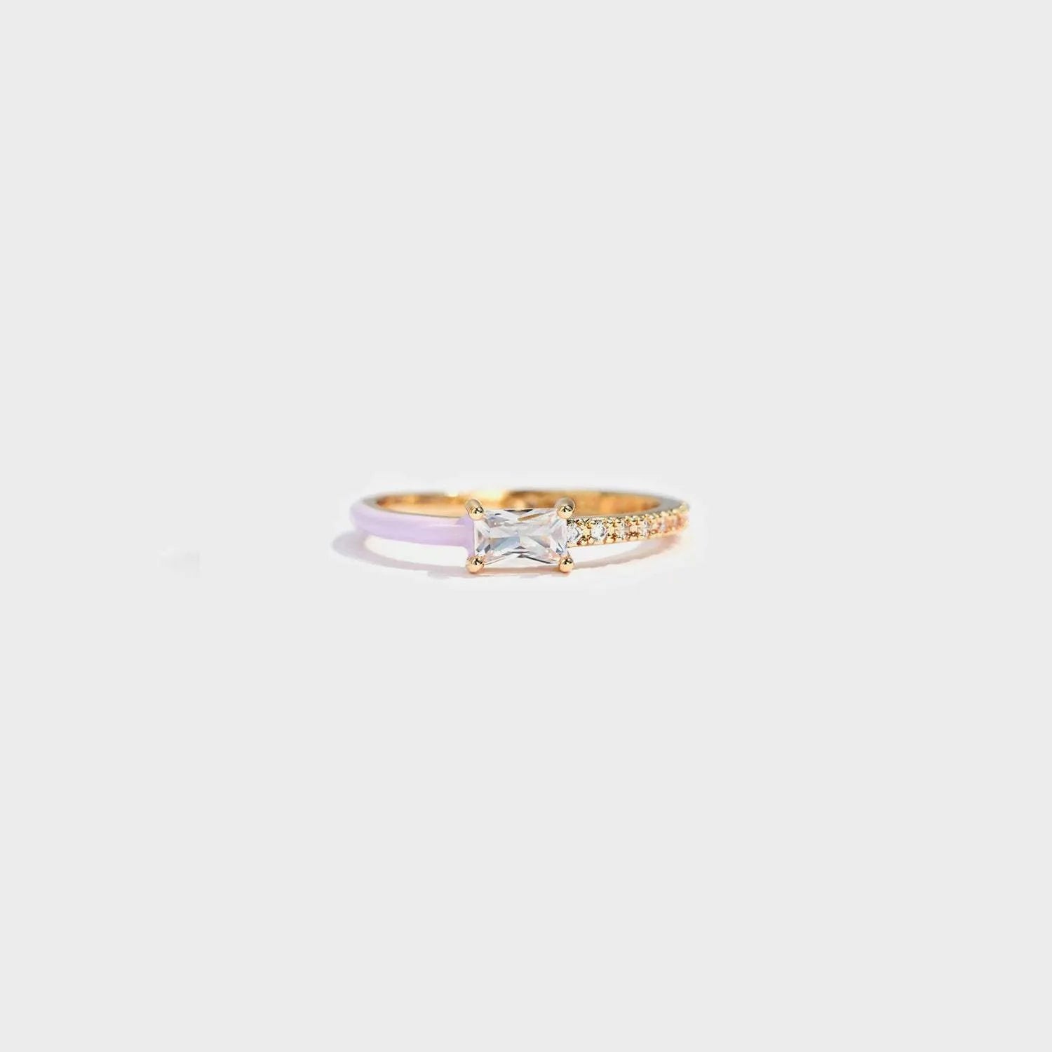 Heart Shape Inlaid Zircon Enamel Ring Lavender Rings - Tophatter Daily Deals