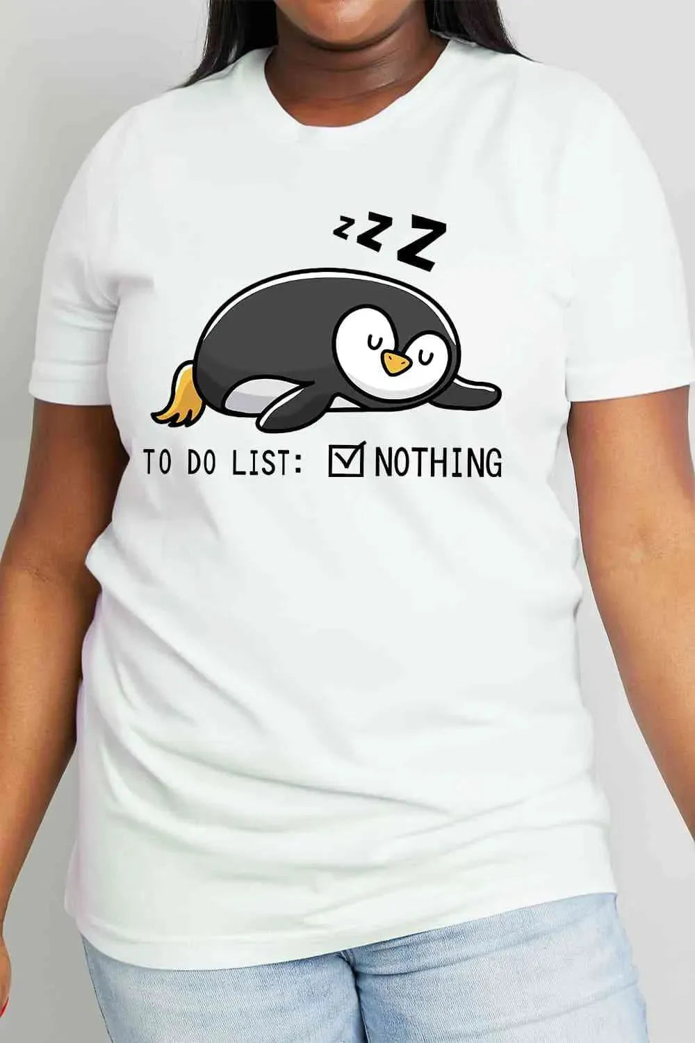 Simply Love Full Size TO DO LIST NOTHING Graphic Cotton Tee Women's T-Shirts - Tophatter Daily Deals