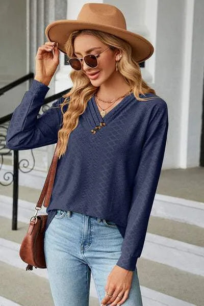 V-Neck Long Sleeve T-Shirt Women's T-Shirts - Tophatter Daily Deals