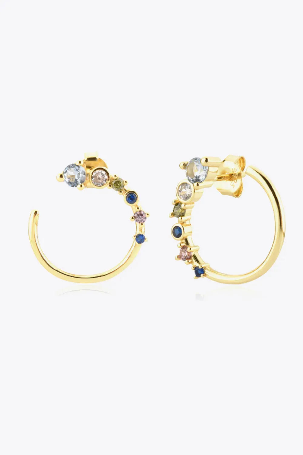 18K Gold-Plated 925 Sterling Silver C-Hoop Earrings Gold One Size Earrings - Tophatter Daily Deals