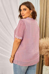 Plus Size Swiss Dot Spliced Lace V-Neck Blouse Blouses - Tophatter Daily Deals