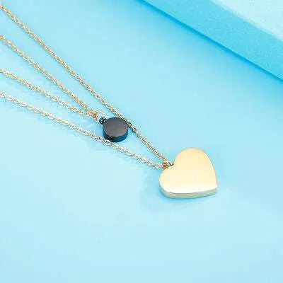 Stainless Steel Double-Layered Heart Pendant Necklace Necklaces - Tophatter Daily Deals