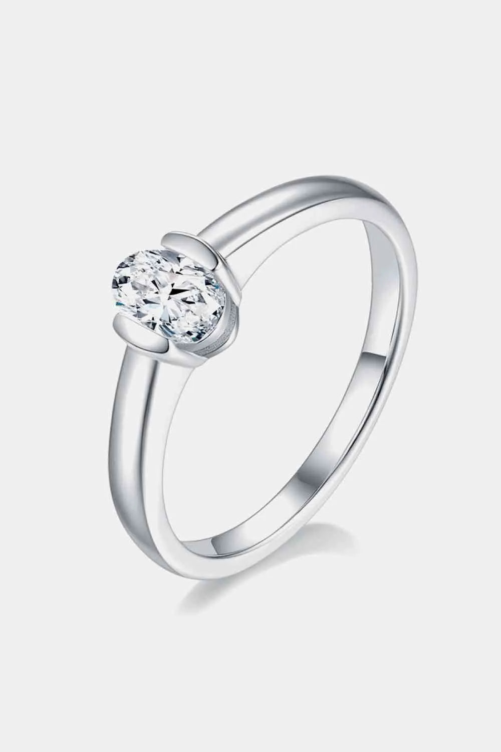 Moissanite 925 Sterling Silver Solitaire Ring Egg Moissanite - Tophatter Daily Deals