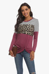 Mixed Print Gathered Detail Long Sleeve Top Blouses - Tophatter Daily Deals