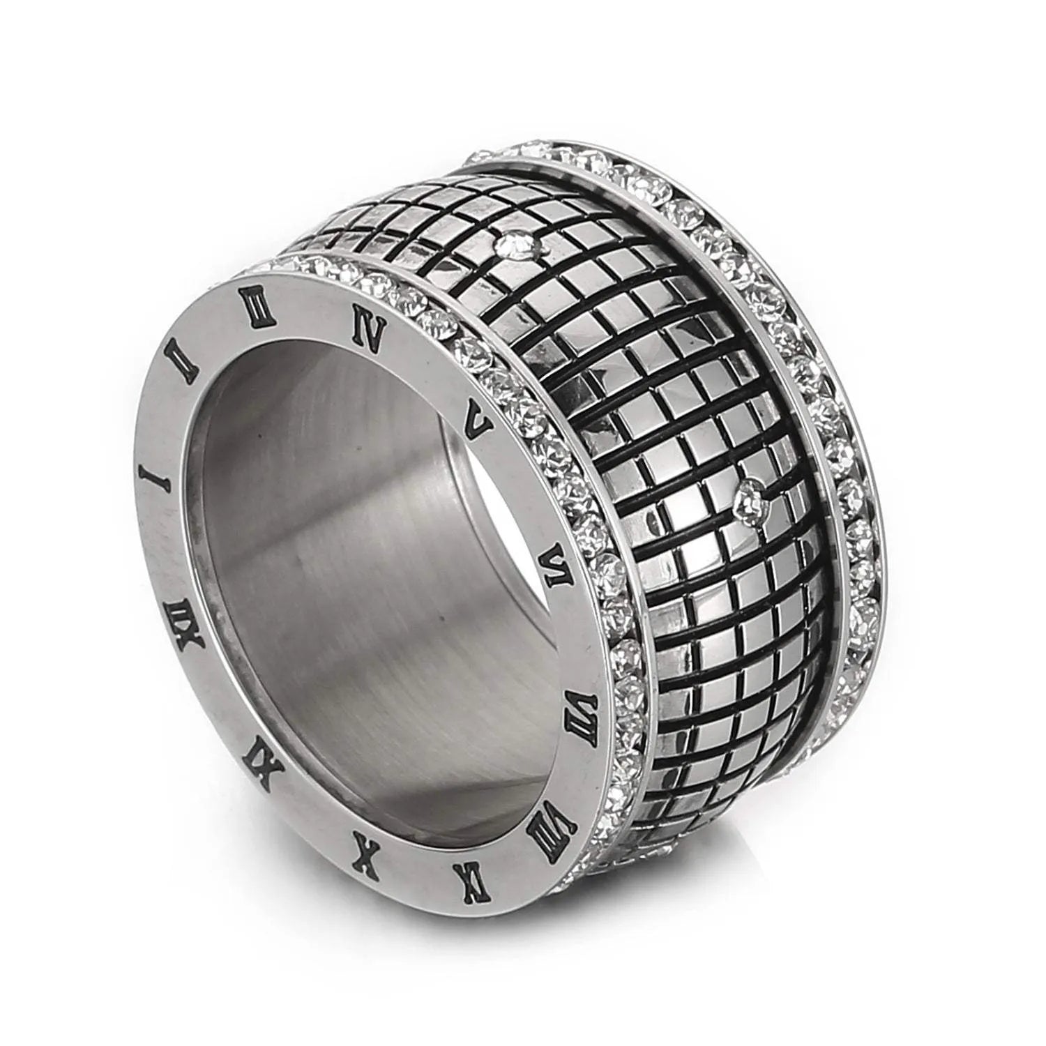 Inlaid Rhinestone Stainless Steel Ring Rings - Tophatter Daily Deals