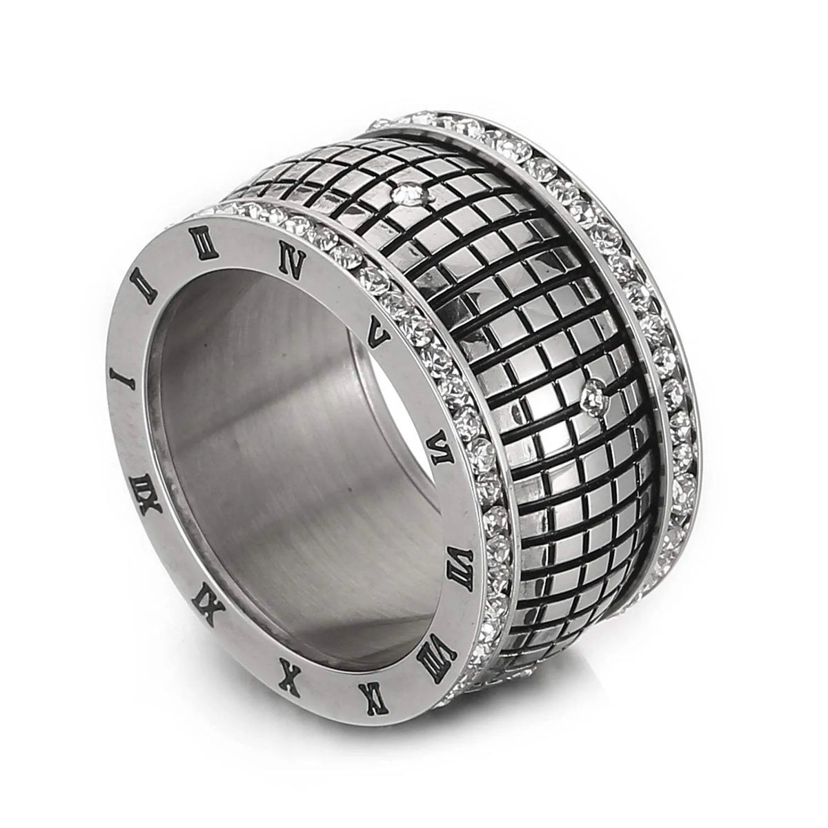 Inlaid Rhinestone Stainless Steel Ring Rings - Tophatter Daily Deals