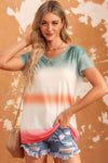 Double Take Tie-Dye V-Neck Short Sleeve Tee Women's T-Shirts - Tophatter Daily Deals