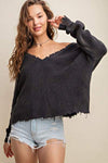 Kori America Distressed V-Neck Sweater Blouses - Tophatter Daily Deals