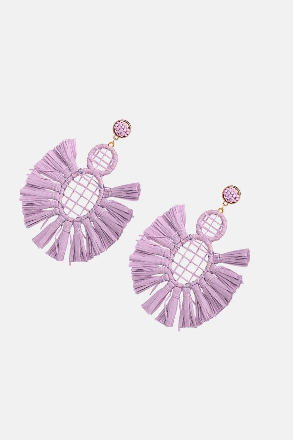 Raffia Grass Tassel Detail Dangle Earrings Earrings - Tophatter Daily Deals