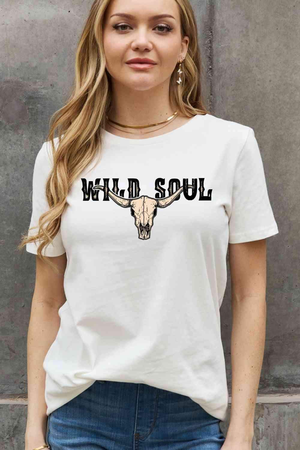 Simply Love Full Size WILD SOUL Graphic Cotton Tee - Tophatter Daily Deals