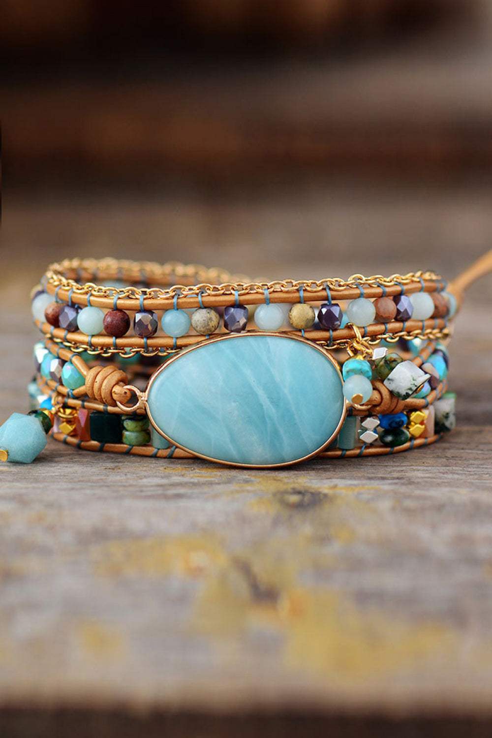 Handmade Natural Stone Beaded Triple Layer Bracelet Bracelets - Tophatter Daily Deals