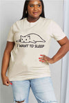 Simply Love Full Size I WANT TO SLEEP Graphic Cotton Tee Women's T-Shirts - Tophatter Daily Deals