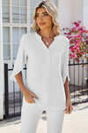 Notched Half Button T-Shirt Women's T-Shirts - Tophatter Daily Deals