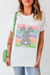 HAPPY EASTER Round Neck Short Sleeve T-Shirt White Women's T-Shirts - Tophatter Daily Deals