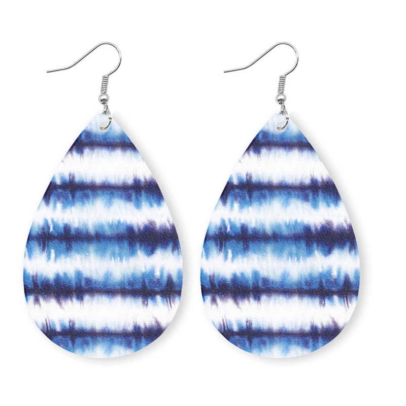 Printed PU Teardrop Earrings Style D One Size Earrings - Tophatter Daily Deals