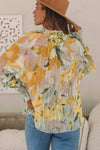 Floral Smocked Mock Neck Pleated Blouse Blouses - Tophatter Daily Deals