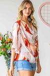 Printed Cowl Neck Half Sleeve Blouse Blouses - Tophatter Daily Deals