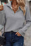 Plus Size Quarter Zip Long Sleeve T-Shirt Heather Gray Women's T-Shirts - Tophatter Daily Deals