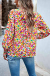 Printed Smocked Puff Sleeve Blouse Blouses - Tophatter Daily Deals