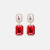 Geometrical Shape Glass Stone Dangle Earrings Red White One Size Earrings - Tophatter Daily Deals