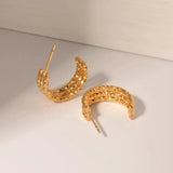 18K Gold-Plated Stainless Steel C-Hoop Earrings Gold One Size Earrings - Tophatter Daily Deals