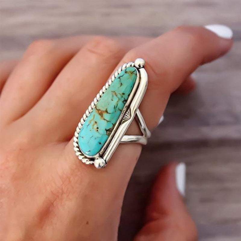 Artificial Turquoise Alloy Ring Turquoise One Size Rings - Tophatter Daily Deals