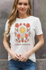 Simply Love Full Size TODAY IS A GOOD DAY Graphic Cotton Tee Women's T-Shirts - Tophatter Daily Deals